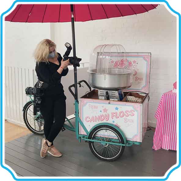 Photo shoot with the Candy Floss Cart